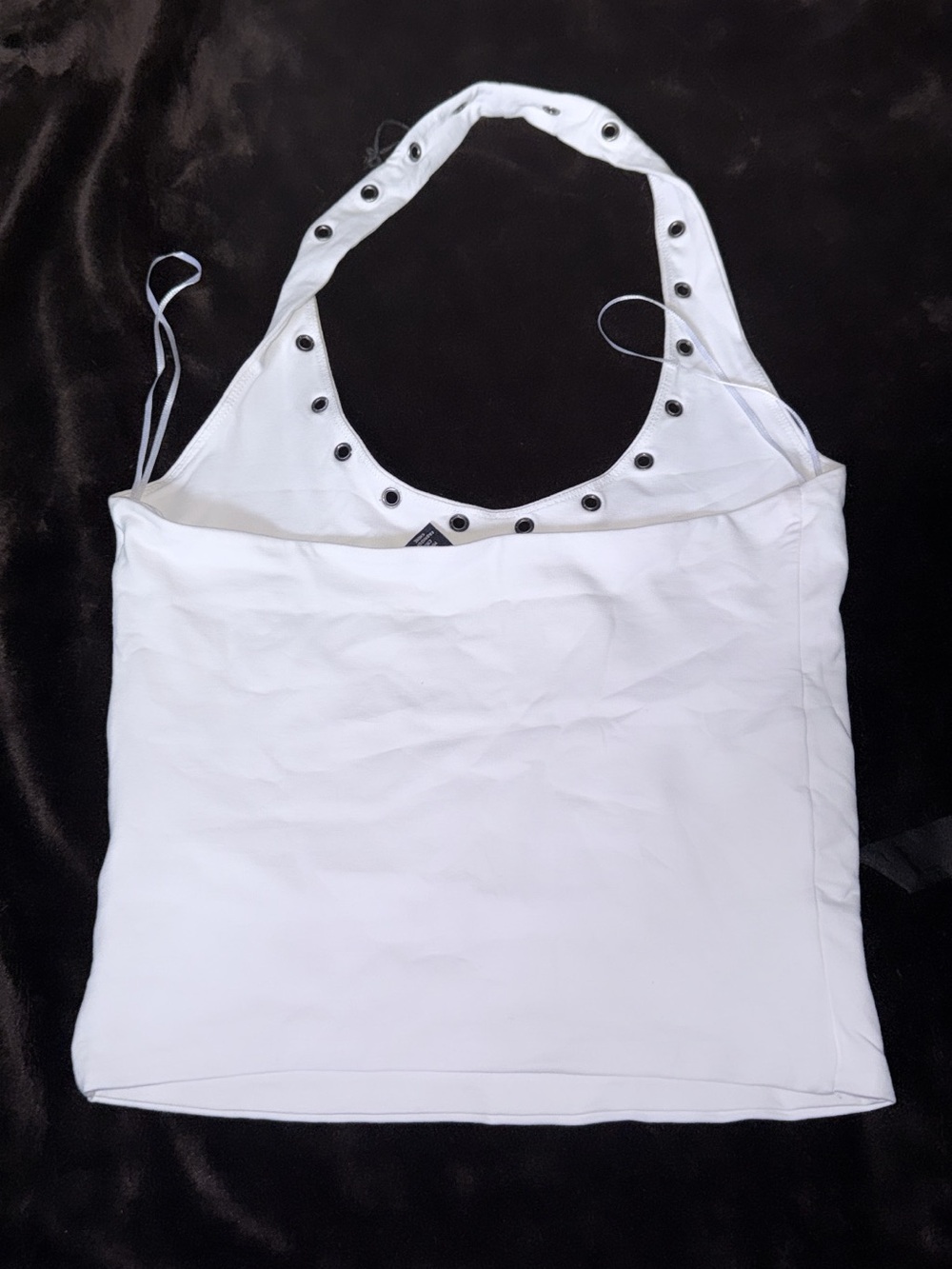 Forever 21 White Halter Camisole with Grommet Trim
